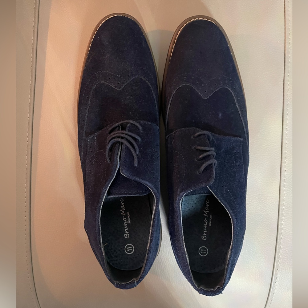 Bruno Marc Blue Suede Wingtips - Picture 6 of 7